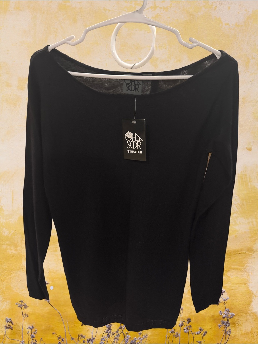Chaser Black Boatneck Sweater